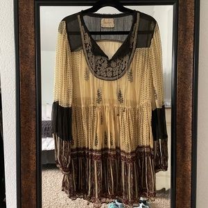 Free People Long Sleeve Smock Mini Dress